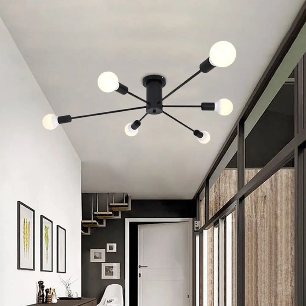 DecorBites™ DecorBites™ Sleek Sputnik Ceiling Light for Living Room - Metal Semi Flush Mount Chandelier