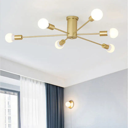 DecorBites™ DecorBites™ Sleek Sputnik Ceiling Light for Living Room - Metal Semi Flush Mount Chandelier