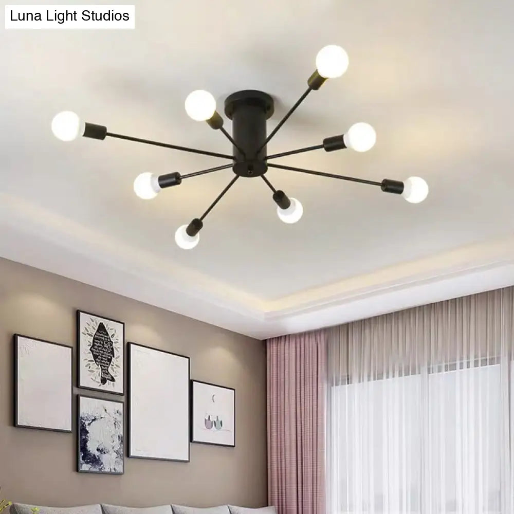 DecorBites™ DecorBites™ Sleek Sputnik Ceiling Light for Living Room - Metal Semi Flush Mount Chandelier