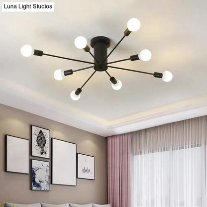 DecorBites™ DecorBites™ Sleek Sputnik Ceiling Light for Living Room - Metal Semi Flush Mount Chandelier