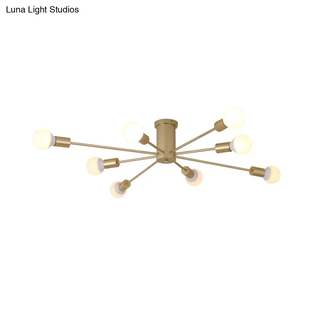 DecorBites™ DecorBites™ Sleek Sputnik Ceiling Light for Living Room - Metal Semi Flush Mount Chandelier