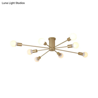 DecorBites™ DecorBites™ Sleek Sputnik Ceiling Light for Living Room - Metal Semi Flush Mount Chandelier
