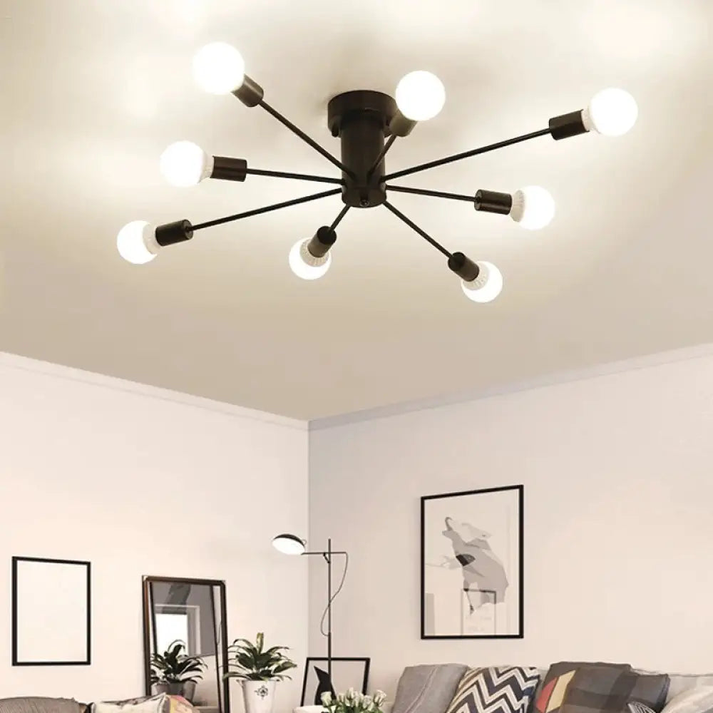 DecorBites™ DecorBites™ Sleek Sputnik Ceiling Light for Living Room - Metal Semi Flush Mount Chandelier