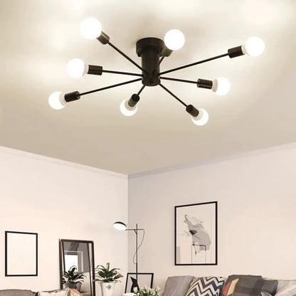DecorBites™ DecorBites™ Sleek Sputnik Ceiling Light for Living Room - Metal Semi Flush Mount Chandelier