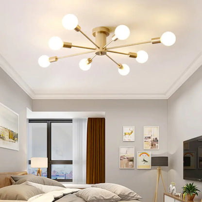 DecorBites™ DecorBites™ Sleek Sputnik Ceiling Light for Living Room - Metal Semi Flush Mount Chandelier