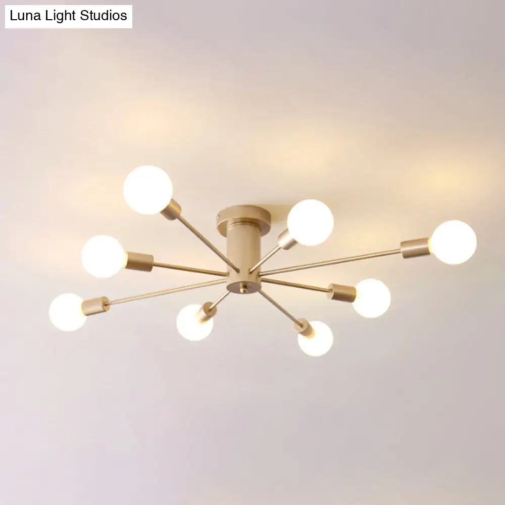 DecorBites™ DecorBites™ Sleek Sputnik Ceiling Light for Living Room - Metal Semi Flush Mount Chandelier