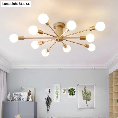 DecorBites™ DecorBites™ Sleek Sputnik Ceiling Light for Living Room - Metal Semi Flush Mount Chandelier