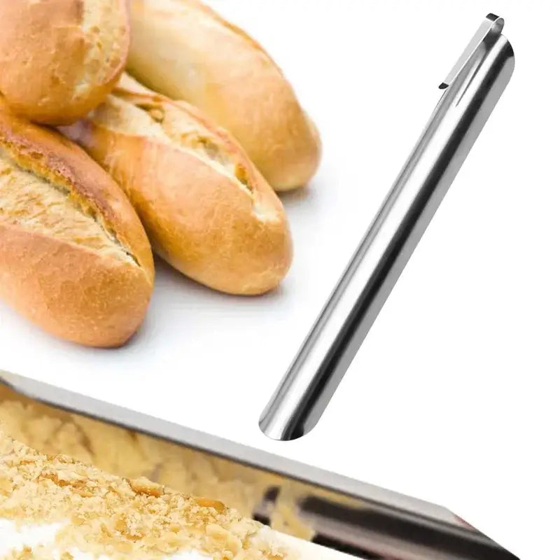 Sleek stainless steel crumb cleaner cake tool with polished finish and curved blade for decorbites crumb cleaner use