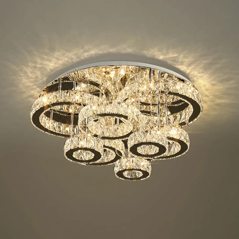 DecorBites™ DecorBites™ Sleek Stainless-Steel LED Crystal Flush Mount Ceiling Light