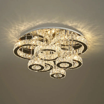 DecorBites™ DecorBites™ Sleek Stainless-Steel LED Crystal Flush Mount Ceiling Light