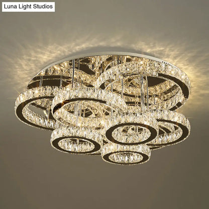 DecorBites™ DecorBites™ Sleek Stainless-Steel LED Crystal Flush Mount Ceiling Light