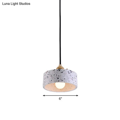 Sleek Terrazzo Single Pendant Lamp: Round Bedside Hanging Light Fixture with Rotary Switch