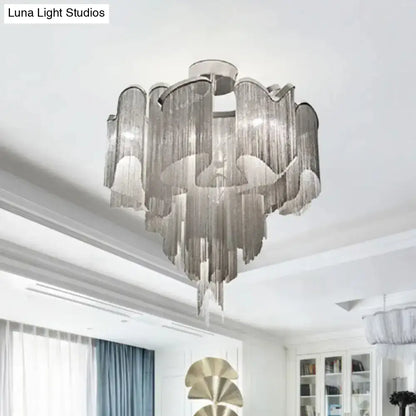DecorBites™ DecorBites™ Sleek Twisted Aluminum LED Ceiling Light: Semi-flush, Contemporary Living Room Fixture