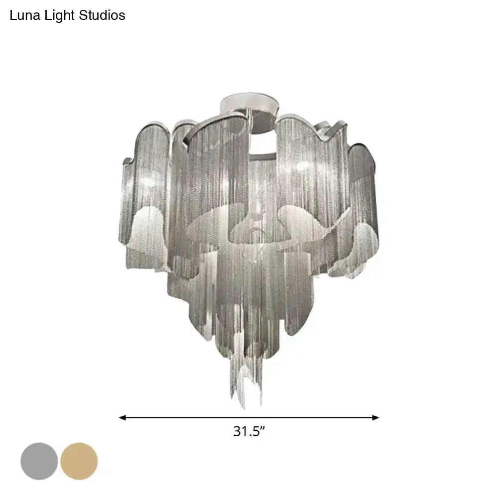 DecorBites™ DecorBites™ Sleek Twisted Aluminum LED Ceiling Light: Semi-flush, Contemporary Living Room Fixture
