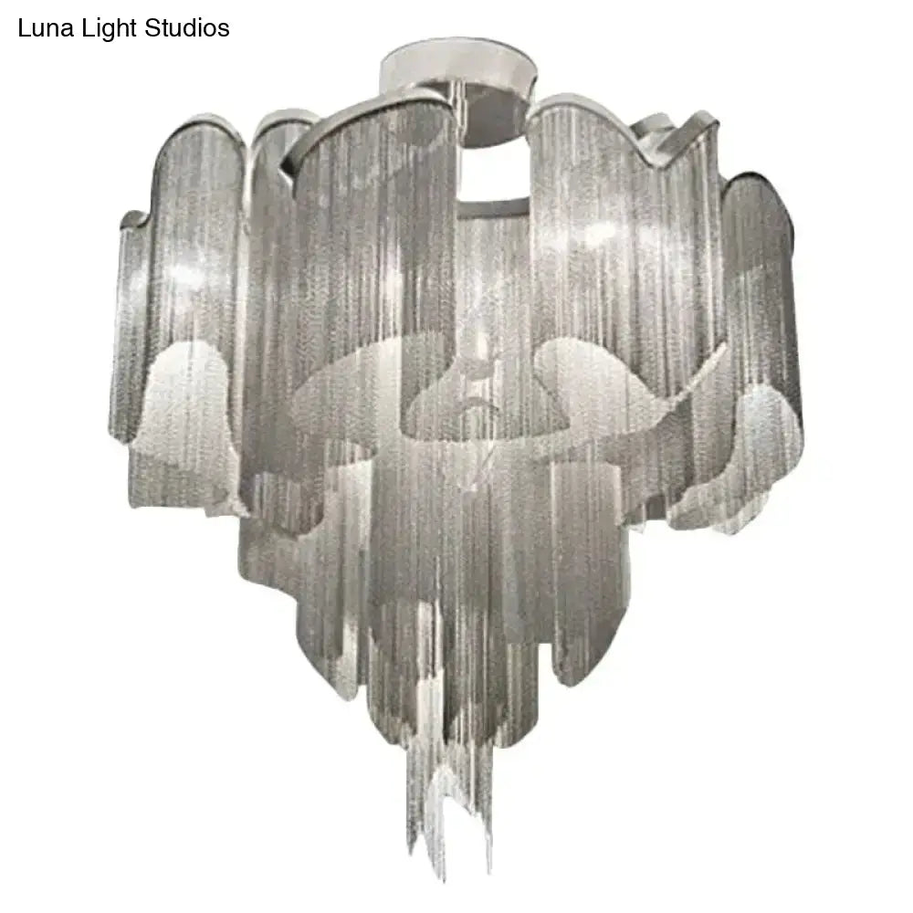 DecorBites™ DecorBites™ Sleek Twisted Aluminum LED Ceiling Light: Semi-flush, Contemporary Living Room Fixture