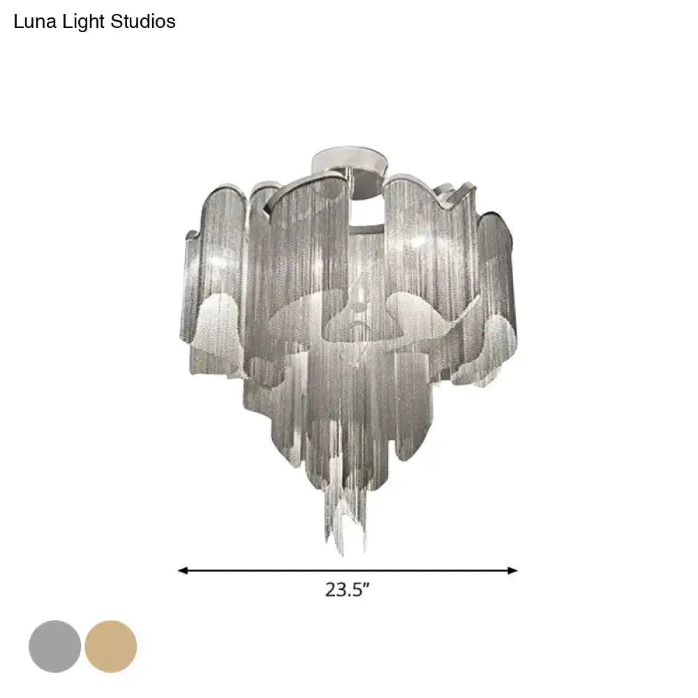 DecorBites™ DecorBites™ Sleek Twisted Aluminum LED Ceiling Light: Semi-flush, Contemporary Living Room Fixture