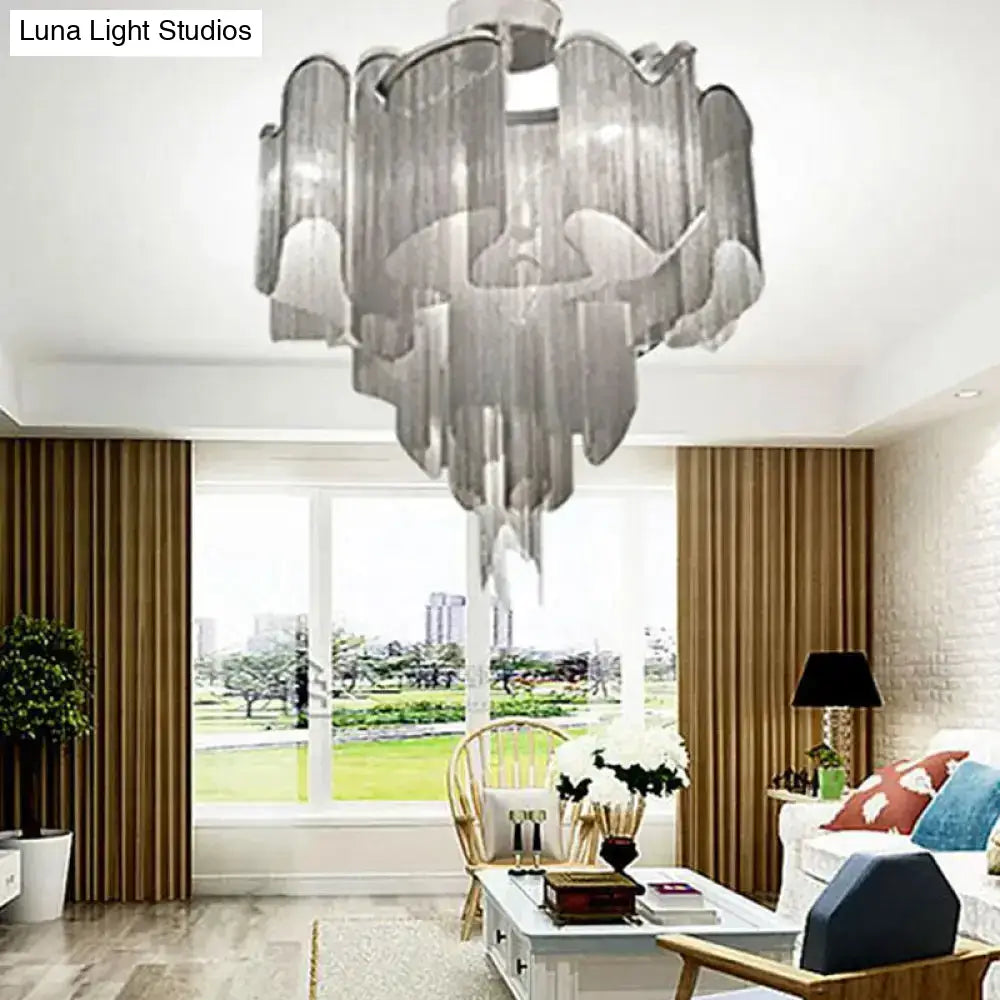 DecorBites™ DecorBites™ Sleek Twisted Aluminum LED Ceiling Light: Semi-flush, Contemporary Living Room Fixture