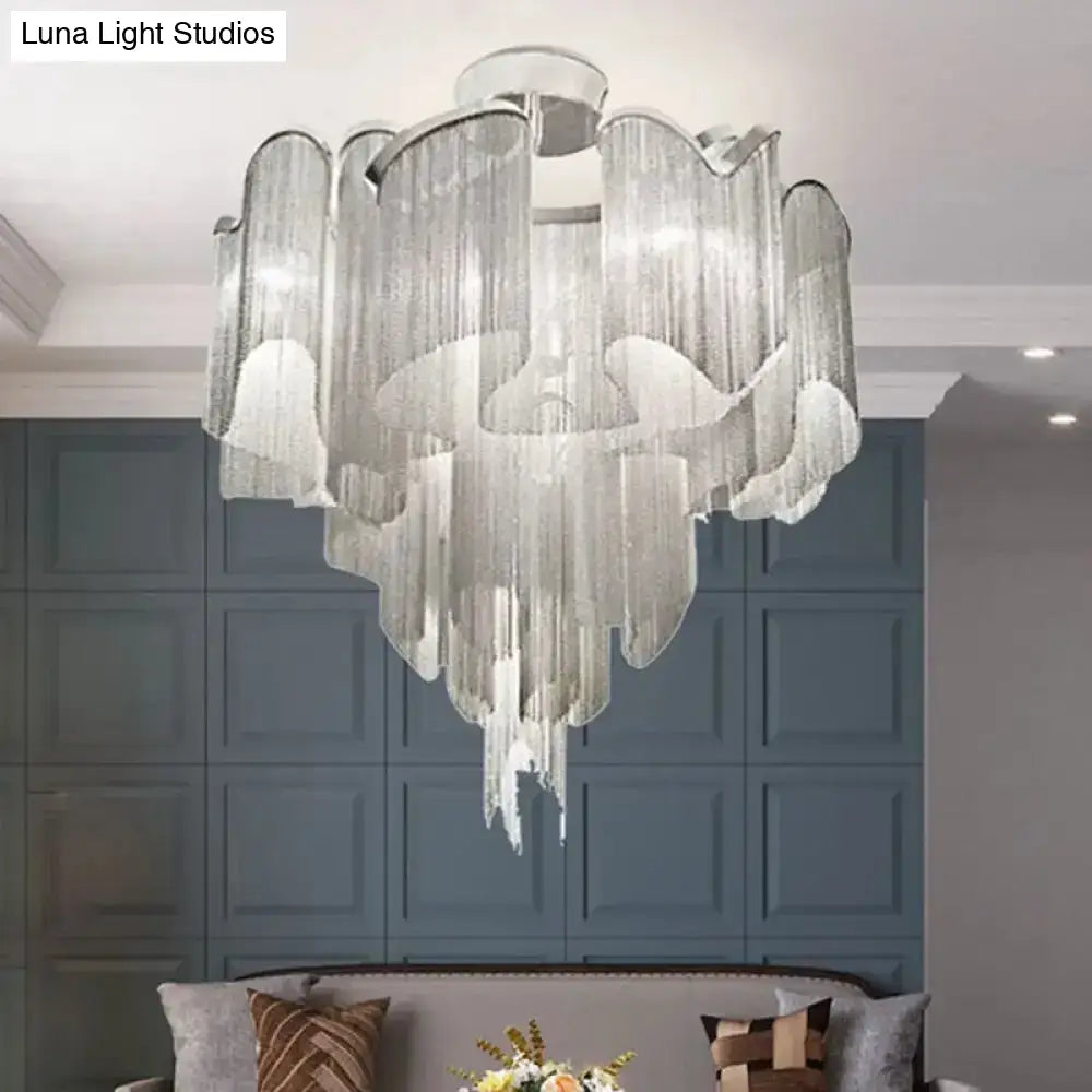 DecorBites™ DecorBites™ Sleek Twisted Aluminum LED Ceiling Light: Semi-flush, Contemporary Living Room Fixture
