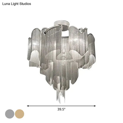 DecorBites™ DecorBites™ Sleek Twisted Aluminum LED Ceiling Light: Semi-flush, Contemporary Living Room Fixture