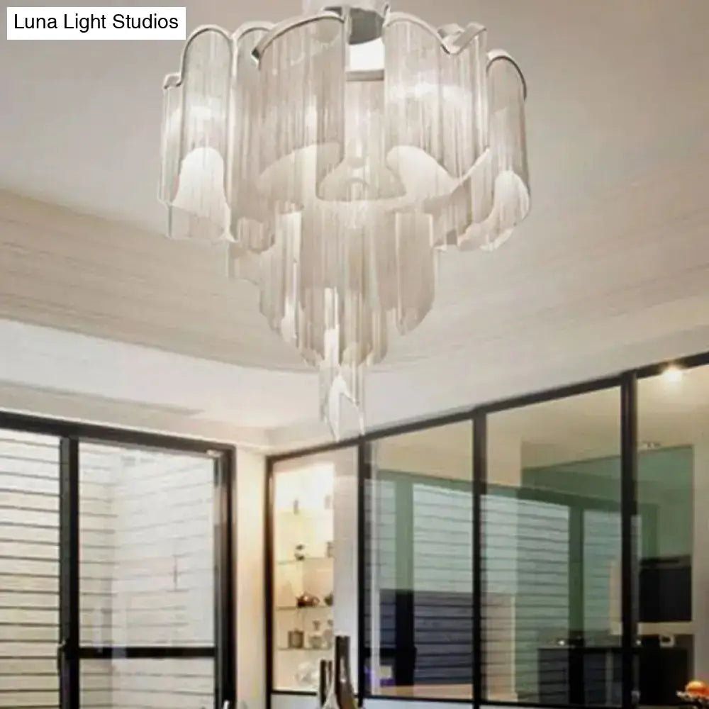 DecorBites™ DecorBites™ Sleek Twisted Aluminum LED Ceiling Light: Semi-flush, Contemporary Living Room Fixture