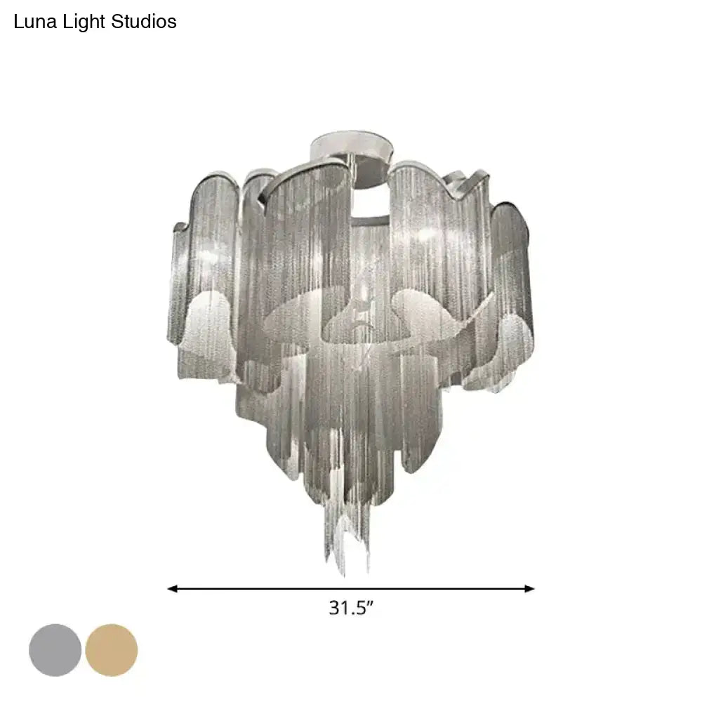 DecorBites™ DecorBites™ Sleek Twisted Aluminum LED Ceiling Light: Semi-flush, Contemporary Living Room Fixture