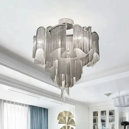 DecorBites™ DecorBites™ Sleek Twisted Aluminum LED Ceiling Light: Semi-flush, Contemporary Living Room Fixture