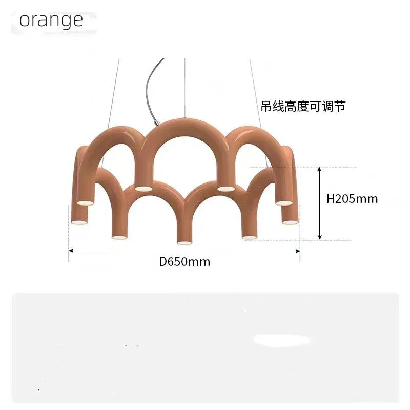 Sleek U-Shaped Chandelier for Bedroom and Kitchen - round orange / 6000k cold white - Chandelier