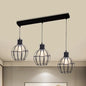 Sleek Vintage Black Metallic Ceiling Lamp - Global Suspended Light with Cage Shade