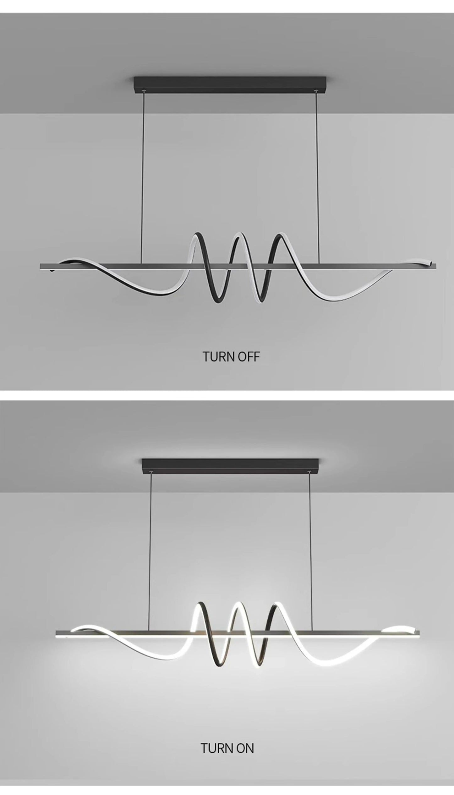 Sleek Wavy Pendant Lights for Dining Room