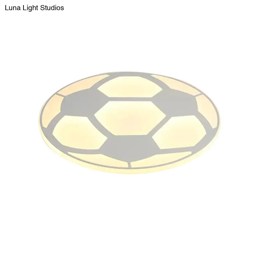 DecorBites™ DecorBites™ Sleek White Flush Mount Soccer Ceiling Light for Kid's Bedroom