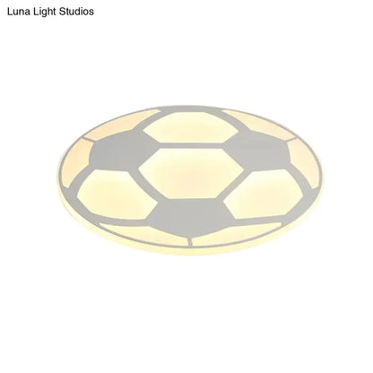 DecorBites™ DecorBites™ Sleek White Flush Mount Soccer Ceiling Light for Kid's Bedroom