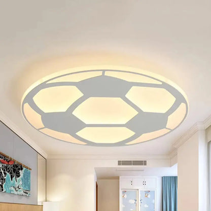 DecorBites™ DecorBites™ Sleek White Flush Mount Soccer Ceiling Light for Kid's Bedroom
