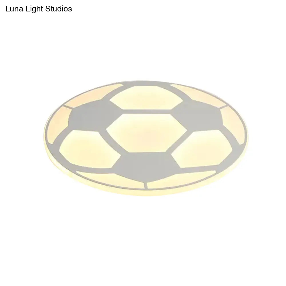 DecorBites™ DecorBites™ Sleek White Flush Mount Soccer Ceiling Light for Kid's Bedroom