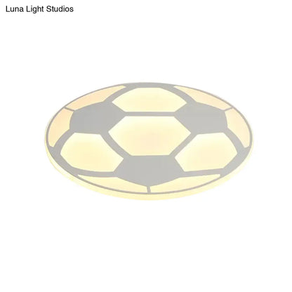 DecorBites™ DecorBites™ Sleek White Flush Mount Soccer Ceiling Light for Kid's Bedroom