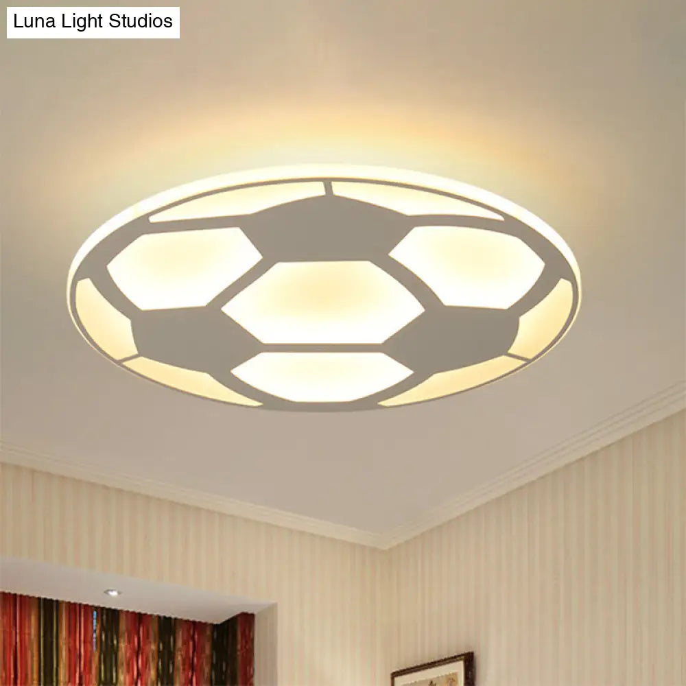 DecorBites™ DecorBites™ Sleek White Flush Mount Soccer Ceiling Light for Kid's Bedroom