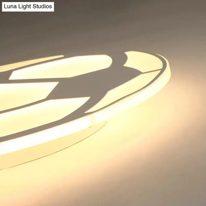 DecorBites™ DecorBites™ Sleek White Flush Mount Soccer Ceiling Light for Kid's Bedroom