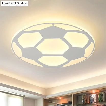 DecorBites™ DecorBites™ Sleek White Flush Mount Soccer Ceiling Light for Kid's Bedroom
