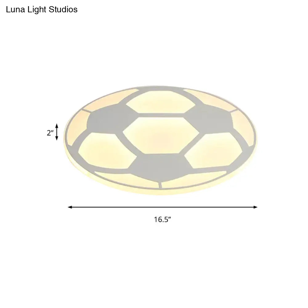 DecorBites™ DecorBites™ Sleek White Flush Mount Soccer Ceiling Light for Kid's Bedroom