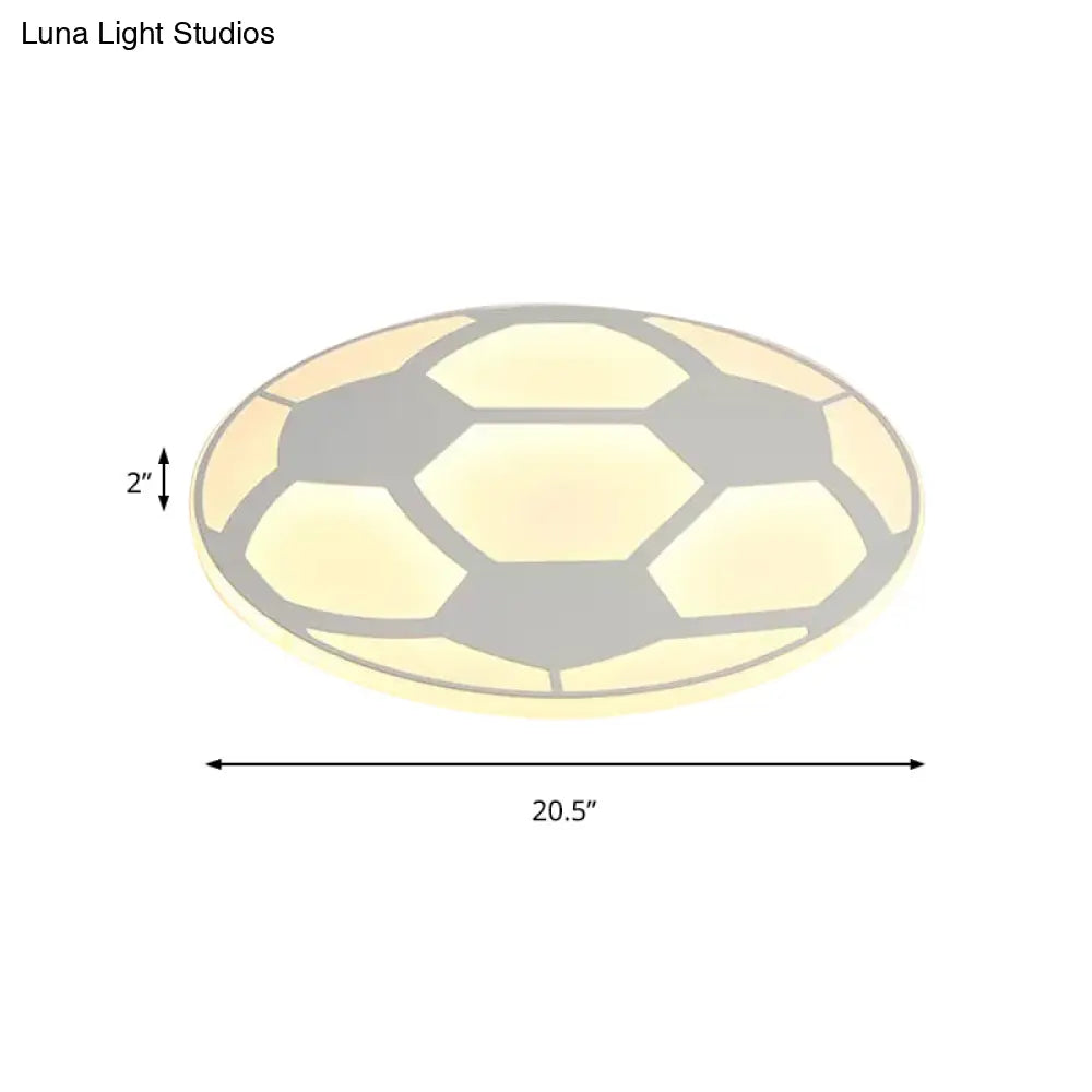 DecorBites™ DecorBites™ Sleek White Flush Mount Soccer Ceiling Light for Kid's Bedroom