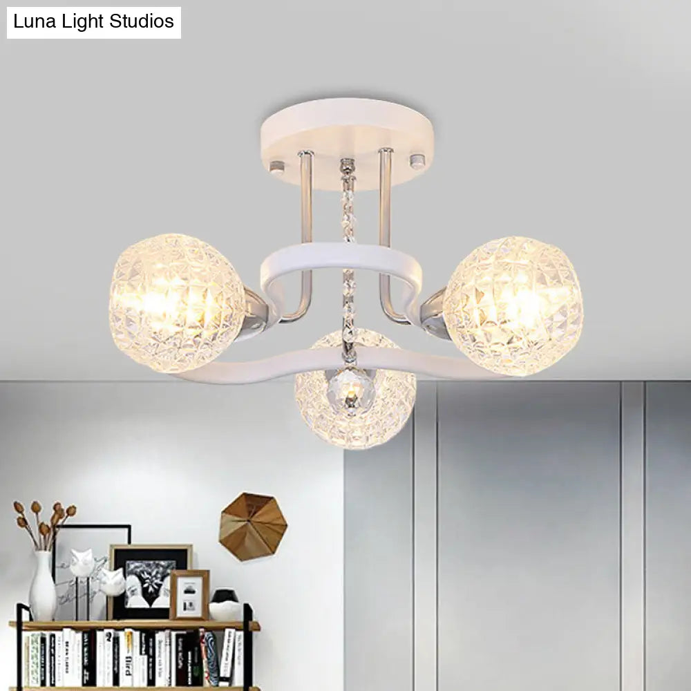 DecorBites™ DecorBites™ Sleek White Glass Ball Ceiling Light with Lattice Design - Semi Flush Mount, 3/5 Lights - Modern Bedroom Lighting