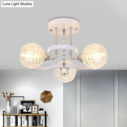 DecorBites™ DecorBites™ Sleek White Glass Ball Ceiling Light with Lattice Design - Semi Flush Mount, 3/5 Lights - Modern Bedroom Lighting