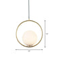 Sleek White Glass Hanging Pendant Light with Brass Metal Ring – Post-Modern Design