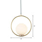 Sleek White Glass Hanging Pendant Light with Brass Metal Ring – Post-Modern Design