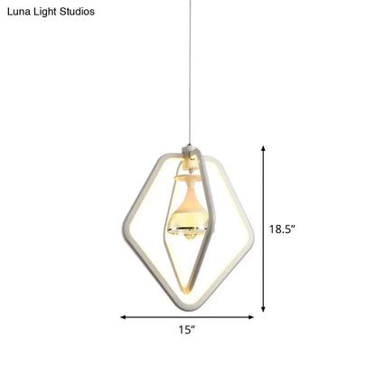 Lámpara colgante LED blanca de acrílico elegante para comedor - Diseño sencillo de copa de vino
