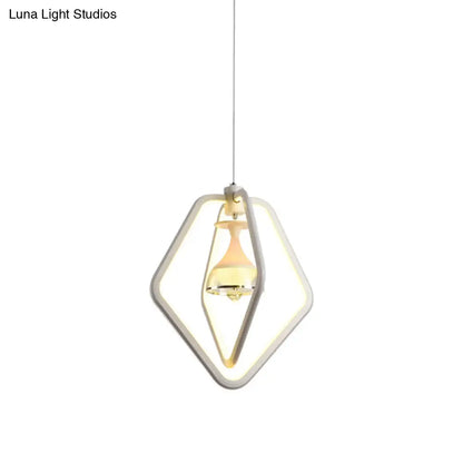 Lámpara colgante LED blanca de acrílico elegante para comedor - Diseño sencillo de copa de vino
