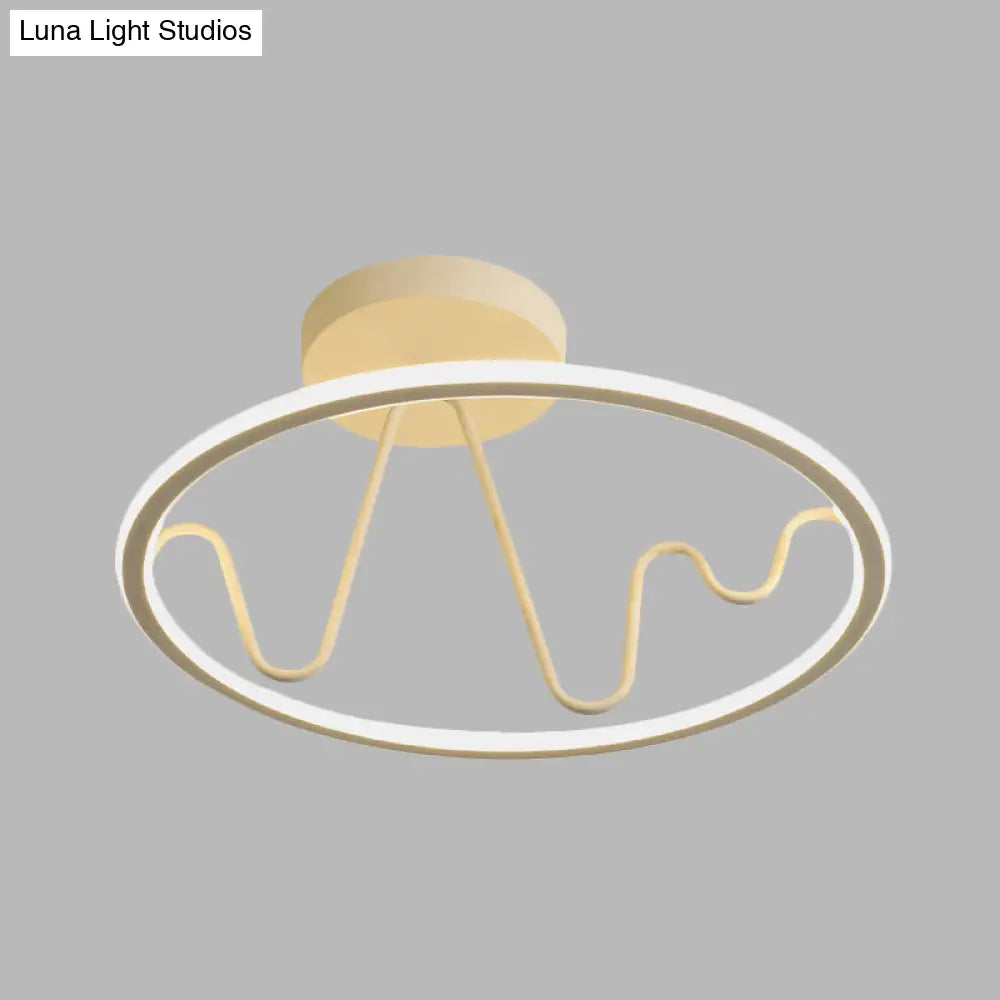 DecorBites™ DecorBites™ Sleek White LED Semi Flushmount Lighting with Ring and Spiral Design