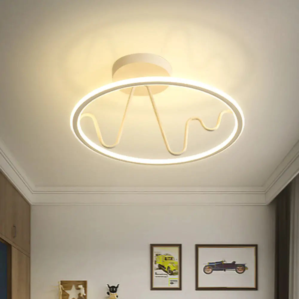DecorBites™ DecorBites™ Sleek White LED Semi Flushmount Lighting with Ring and Spiral Design