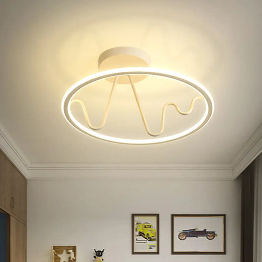 DecorBites™ DecorBites™ Sleek White LED Semi Flushmount Lighting with Ring and Spiral Design