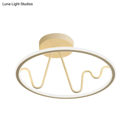 DecorBites™ DecorBites™ Sleek White LED Semi Flushmount Lighting with Ring and Spiral Design