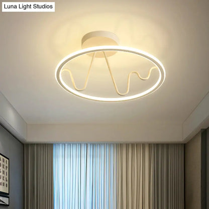 DecorBites™ DecorBites™ Sleek White LED Semi Flushmount Lighting with Ring and Spiral Design